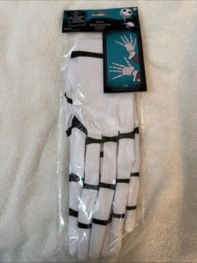 Disney The Nightmare Before Christmas Jack Skellington White and Black Gloves